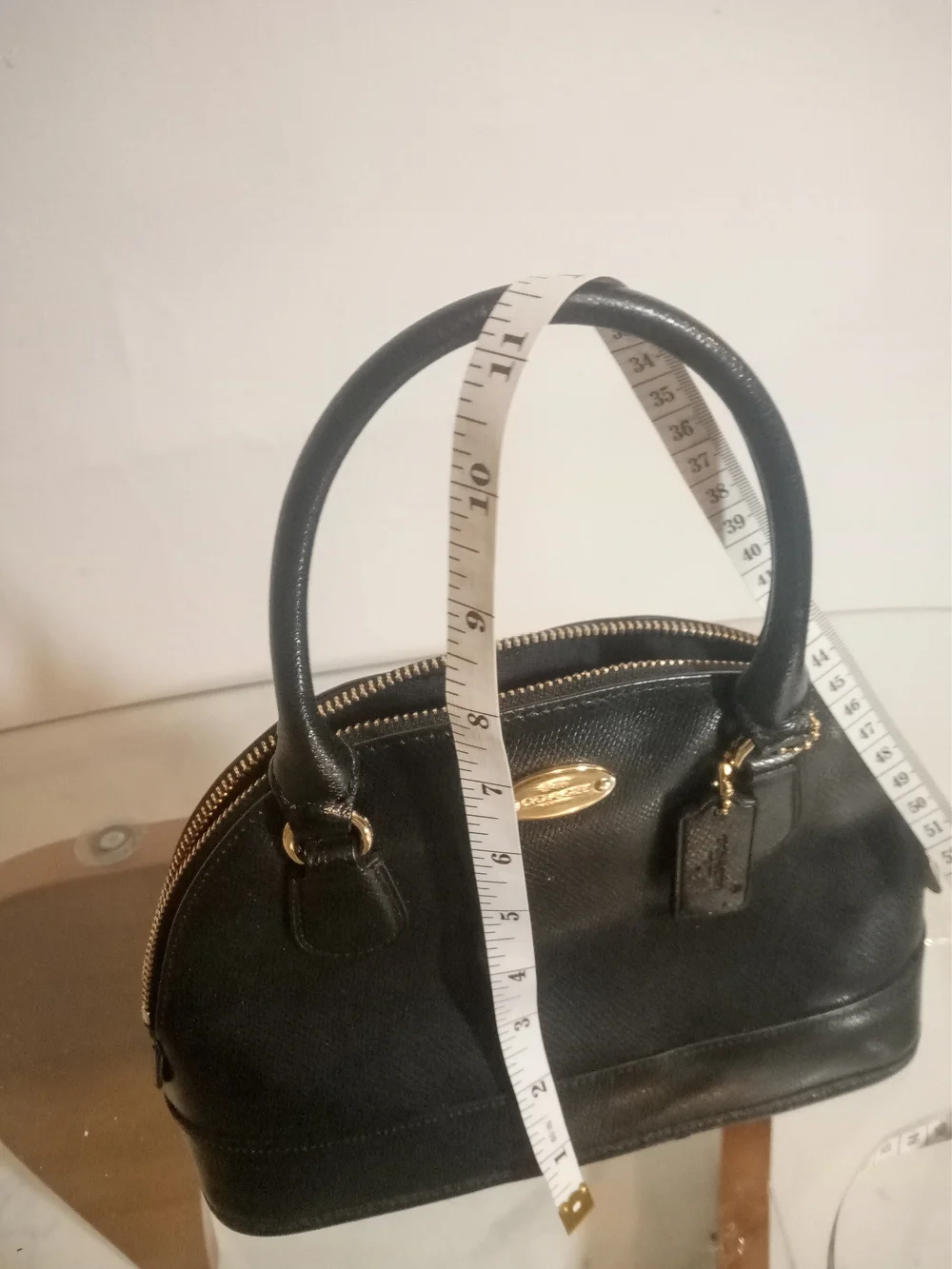 Coach Black Dome Satchel with Gold Hardware